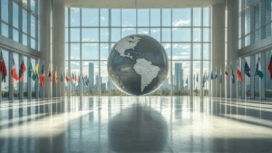 bola del mundo con banderas de todos los países representando el escenario macroeconómico