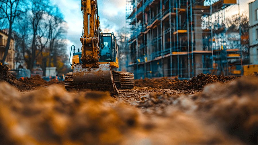 zona de construcción con grúas y edificios