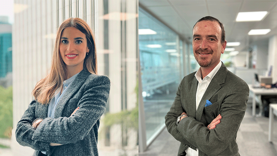 retrato de carla jimeno, nueva responsable corporativa de distribución y ventas; y Jorge Pedemonte, nuevo director comercial de solunion españa