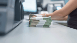 billetes en fajos que hacen referencia al cash flow de la empresa