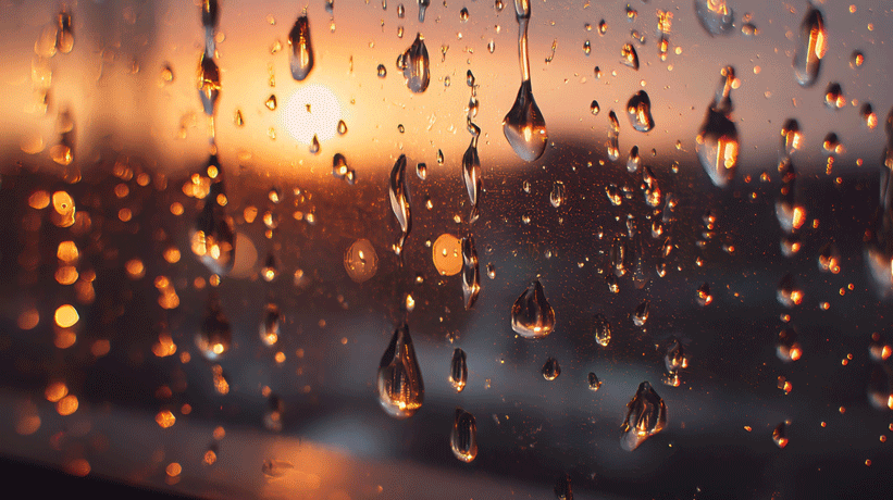 Lluvia sobre un cristal que simboliza la incertidumbre en las perspectivas económicas para España y Latinoamérica